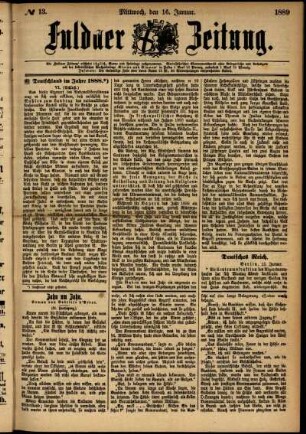 Ausgabe vom Mittwoch, den 16. Januar 1889.