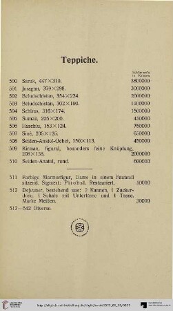 Teppiche (Nr. 500-542)
