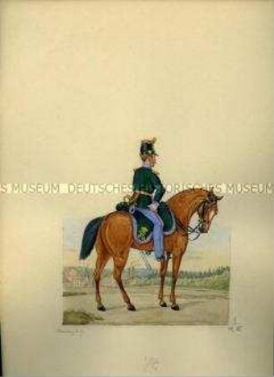 Uniformdarstellung, Bataillonsadjutant zu Pferd, Sachsen, 1859.