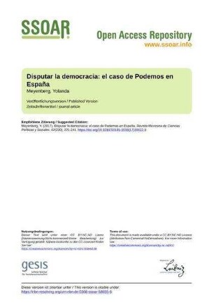 Disputar la democracia: el caso de Podemos en España