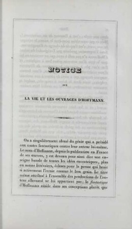Notice sur la vie et les ouvrages d'Hoffmann