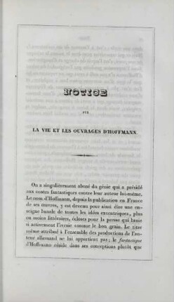 Notice sur la vie et les ouvrages d'Hoffmann
