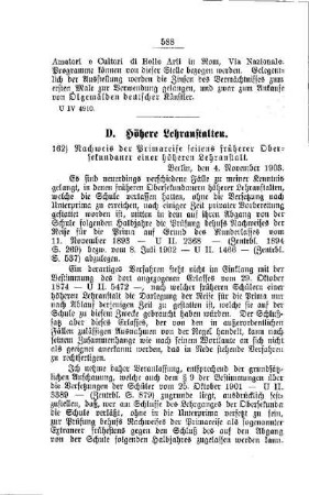 Nachweis der Primareife seitens früherer Obersekundaner einer höheren Lehranstalt : [D. Höhere Lehranstalten]