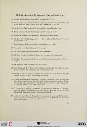 Holzschnitzereien, Sculpturen, Kirchenkunst u. a. (Nr. 210-250)