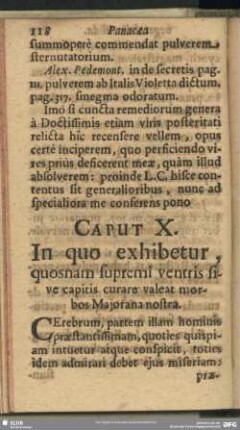 Caput X. In quo exhibetur, quosnam supremi ventris sive capitis curare valeat morbos Maiorana nostra