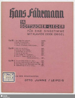 9: Wer wollte ihn ergründen : op. 83,5