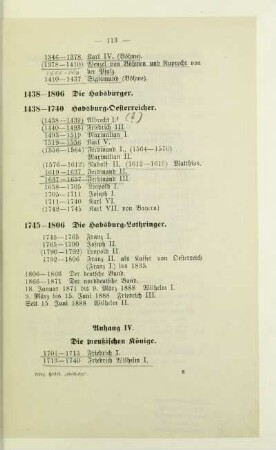 Anhang IV. Die preußischen Könige
