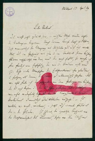 Brief vom 17. April 1869