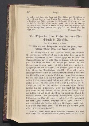 Die Mission der freien Kirchen der romanischen Schweiz in Südafrika