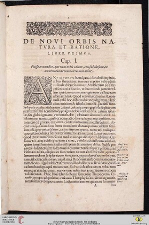Liber primus: De novi orbis natura et ratione