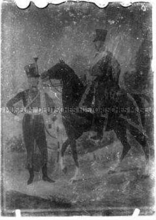 Darstellung von zwei Soldaten des preußischen Husaren-Regiments Nr. 10, 1806