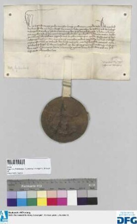 König Rupprecht stellt der Stadt Nürnberg Quittung aus über 2000 fl. Reichssteuer.