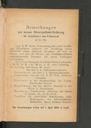 Bemerkungen zur neuen Strompolizei-Ordnung