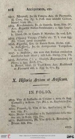 X. Historia Artium et Artificum