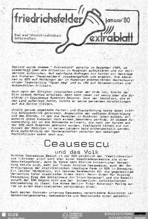 [19]90,Jan.: Friedrichsfelder Extrablatt