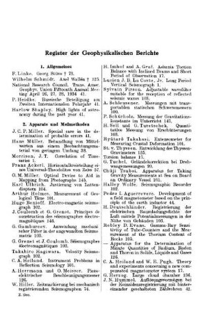 Register der Geophysikalischen Berichte
