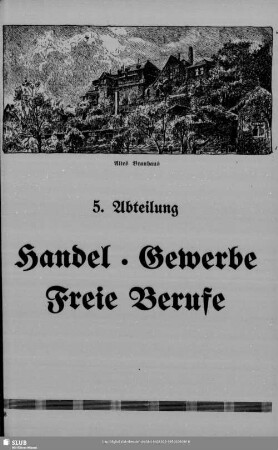 5. Abteilung. Berufsklassen und Gewerbebetriebe : 5. Abteilung. Handel, Gewerbe, Freie Berufe