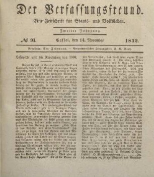 № 91. Cassel, den 14. November 1832.