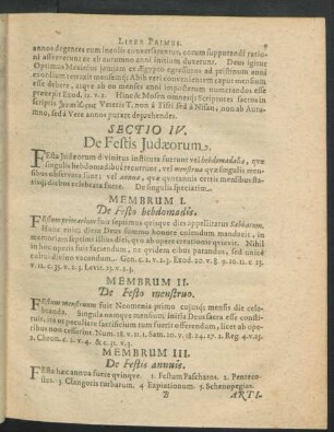 Sectio IV. De Festis Judaeorum.