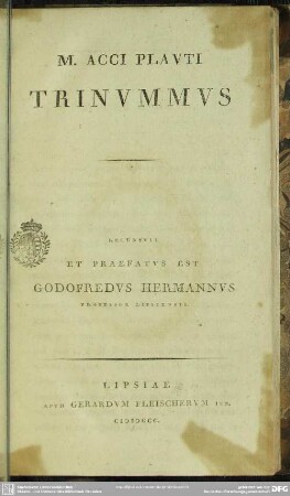 M. Acci Plauti Trinummus
