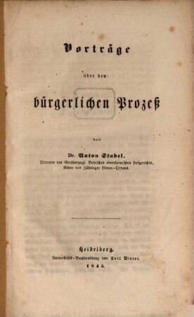 Vorträge über den bürgerlichen Prozeß, 1