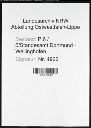 Sterberegister Standesamt Dortmund-Wellinghofen (XXI)