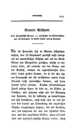 Neunter Abschnitt - Das französische Guiana. - Geschichte der Niederlassungen der Franzosen in diesem Lande und zu Cayenne.