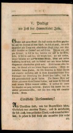 V. Predigt am Fest der Himmelfahrt Jesu