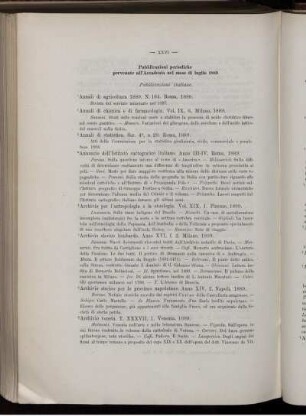 Pubblicazioni periodiche pervenute all' Accademia nel mese di luglio1889.