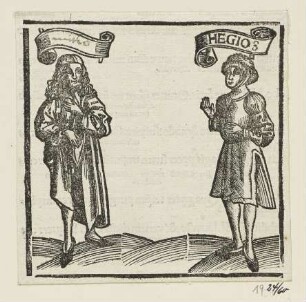 Zwei männliche Figuren, erstmals erschienen in: "Terentius", Straßburg 1496, fol. CIII