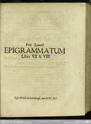 Epigrammatum Liber VII. & VIII.