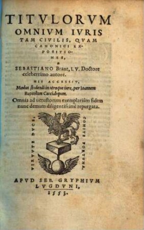Titvlorum Omnivm Ivris Tam Civilis, Qvam Canonici Expositiones