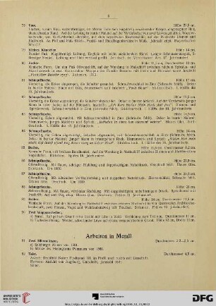 Arbeiten in Metall, Plastische Arbeiten (Nr. 91-141)