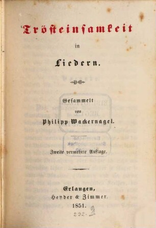Trösteinsamkeit in Liedern