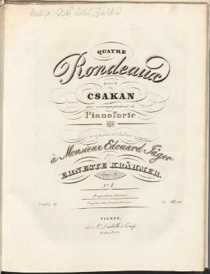 Quatre Rondeaux pour le csakan avec accompagnement de Pianoforte : oeuv. 33. No. 2