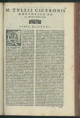 M. Tullii Ciceronis Rhetoricae Ad C. Herennium Liber Quartus