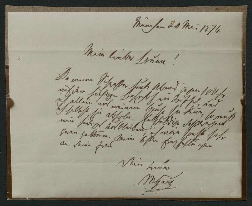 Brief vom 20. Mai 1874