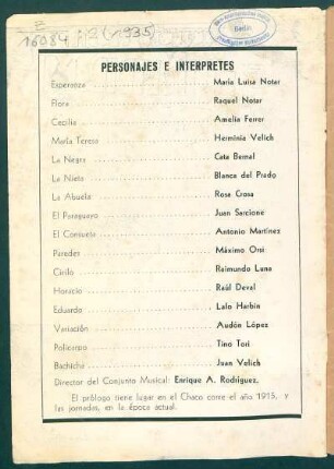 Personajes e intérpretes