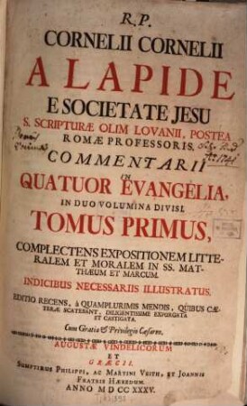 Commentarii in IV. Evangelia. 1
