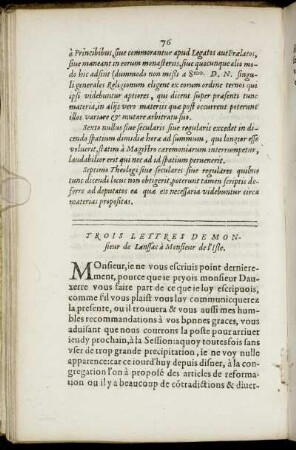 Trois Lettres De Monsieur de Lanssac à Monsieur de l'Isle