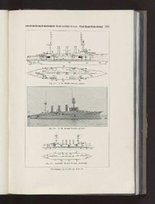 Fig. 275 S. M. Großer Kreuzer "Freya" Fig. 276 S. M. Großer Kreuzer "Freya" Fig. 277 Englischer Großer Kreuzer "Powerful"