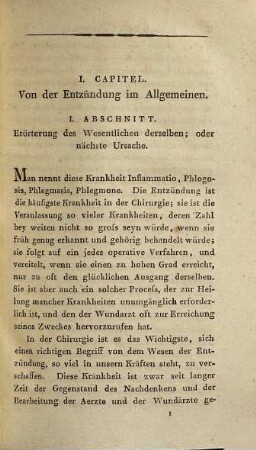 Nosologie und Therapie der chirurgischen Krankheiten in Verbindung mit der Beschreibung der chirurgischen Operationen oder gesammte ausführliche Chirurgie : für practische Aerzte und Wundaerzte, 1. Entzündung im Allgemeinen und Entzündung der verschiedenen Systeme : mit drey Kupfertafeln