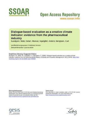 Dialogue-based evaluation as a creative climate indicator: evidence from the pharmaceutical industry