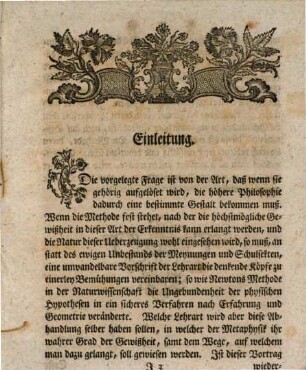 Untersuchung über die Deutlichkeit der Grundsätze der natürlichen Theologie und der Moral : Zur Beantwortung der Frage welche die Königl. Academie der Wissenschaften zu Berlin auf das Jahr 1763 aufgegeben hat