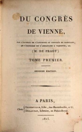 Du congrès de Vienne, 1
