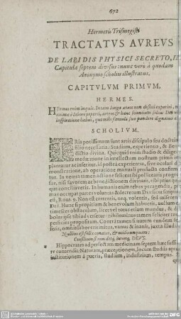 Hermetis Trismegisti TRACTATVS AVREVS DE LAPIDIS PHYSICI SECRETO, ...
