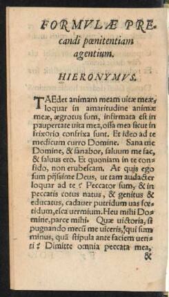 Formulae Precandi poenitentiam agentium.