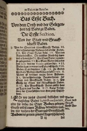 Das Erste Buch. Vom dem Orth und der Gelegenheit deß Bads zu Baden.