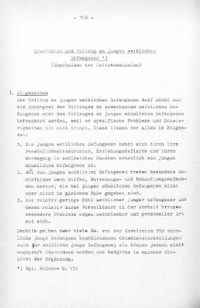 178-184, Grundsätze zum Vollzug an jungen weiblichen Gefangenen