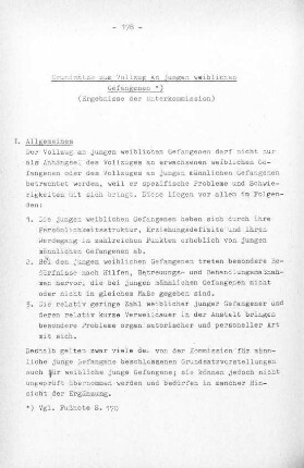 178-184, Grundsätze zum Vollzug an jungen weiblichen Gefangenen